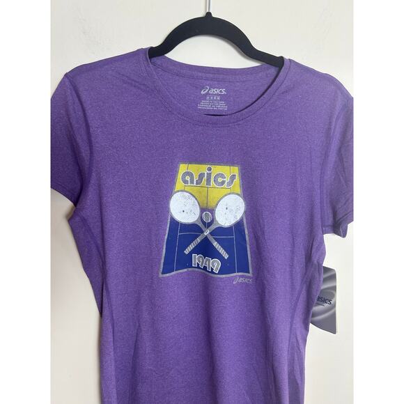 Asics Throwback Tennis Shirt Size Medium New Purple - Picture 8 of 8